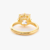 14k Yellow Gold 2.5ct Old Mine Cut Cushion Lab Diamond 8 Prongs Basket Solitaire Ring