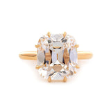14k Yellow Gold 6.5 Carat Old Mine Cut Lab Diamond Prong Setting Vintage Solitaire Ring