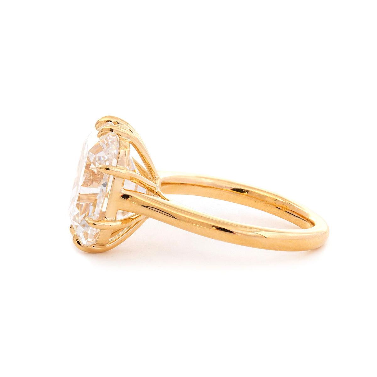 14k Yellow Gold 6.5 Carat Old Mine Cut Lab Diamond Prong Setting Vintage Solitaire Ring