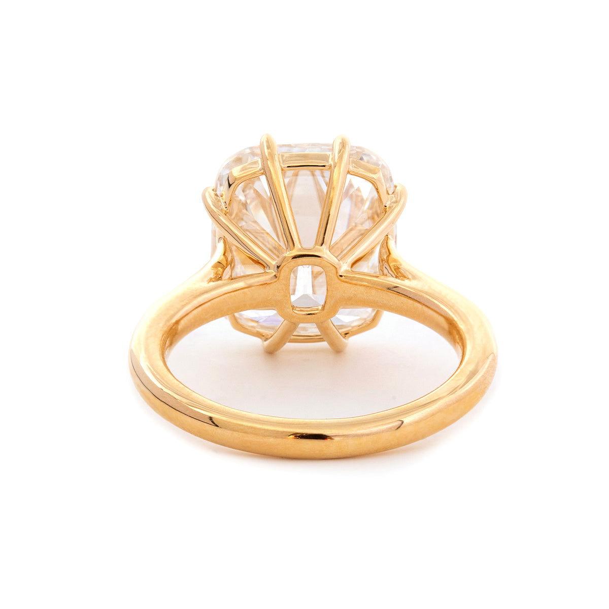 14k Yellow Gold 6.5 Carat Old Mine Cut Lab Diamond Prong Setting Vintage Solitaire Ring