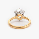 14k Yellow Gold & White Gold 3ct Elongated Old Mine Cut Lab Diamond Floral Basket Solitaire Ring