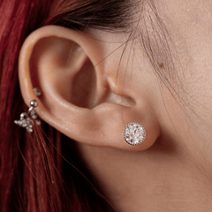 Old European Cut Lab Diamond Millegrain Stud Earrings