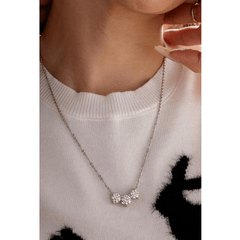 Round Brilliant Cut Lab Diamond Three Stone Pendant Necklace