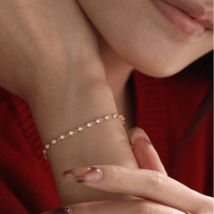 Round Lab Diamond Star Bezel-Set Station Bracelet