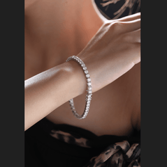 3.8mm Round Cut Lab Diamond 4 Prong Basket Tennis Bracelet