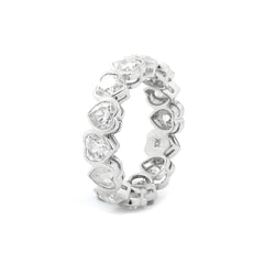 10K White Gold Heart Shape Moissanite Bezel Eternity Ring(Unresizable)