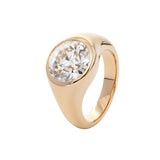 Cherished Moments 14K Yellow Gold 3.5ct Old European Cut Antique Lab Diamond Bezel Tapered Band Solitaire Ring