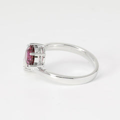18K White Gold Round Cut Lab Diamond & Lab Ruby Toi et Moi Ring
