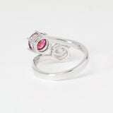 18K White Gold Round Cut Lab Diamond & Lab Ruby Toi et Moi Ring