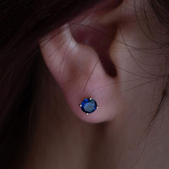 18K Yellow Gold 2ct tw Round Sapphire Stud Earrings