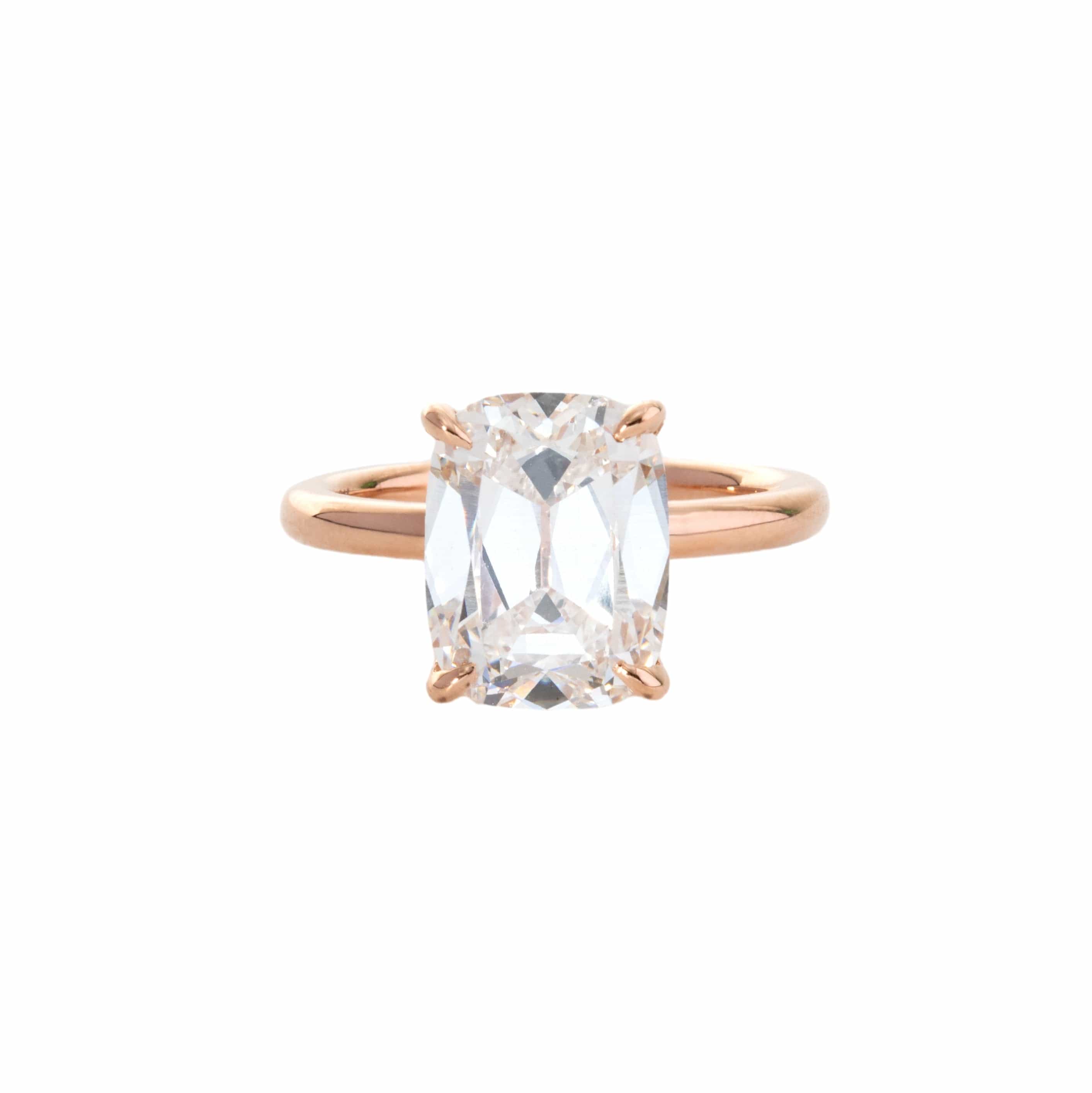 18K Rose Gold Antique Elongated Cushion Old Mine Cut Engagement Ring (Ring Setting Only)