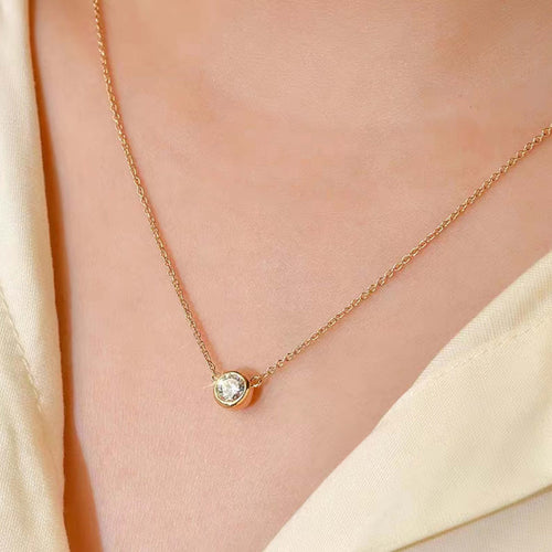 18k Rose Gold Bezel Lab Diamond Bubble Necklace(Mounting)
