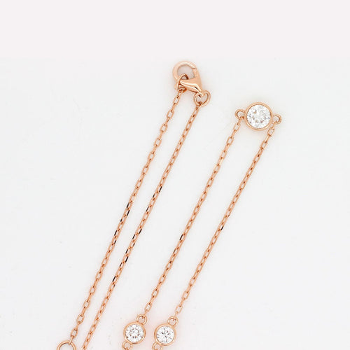 18k Rose Gold Bezel Set Diamond Chain Necklace