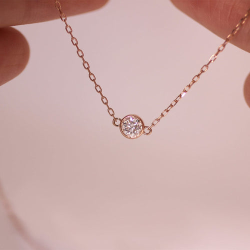 18k Rose Gold Bezel Set Diamond Chain Necklace
