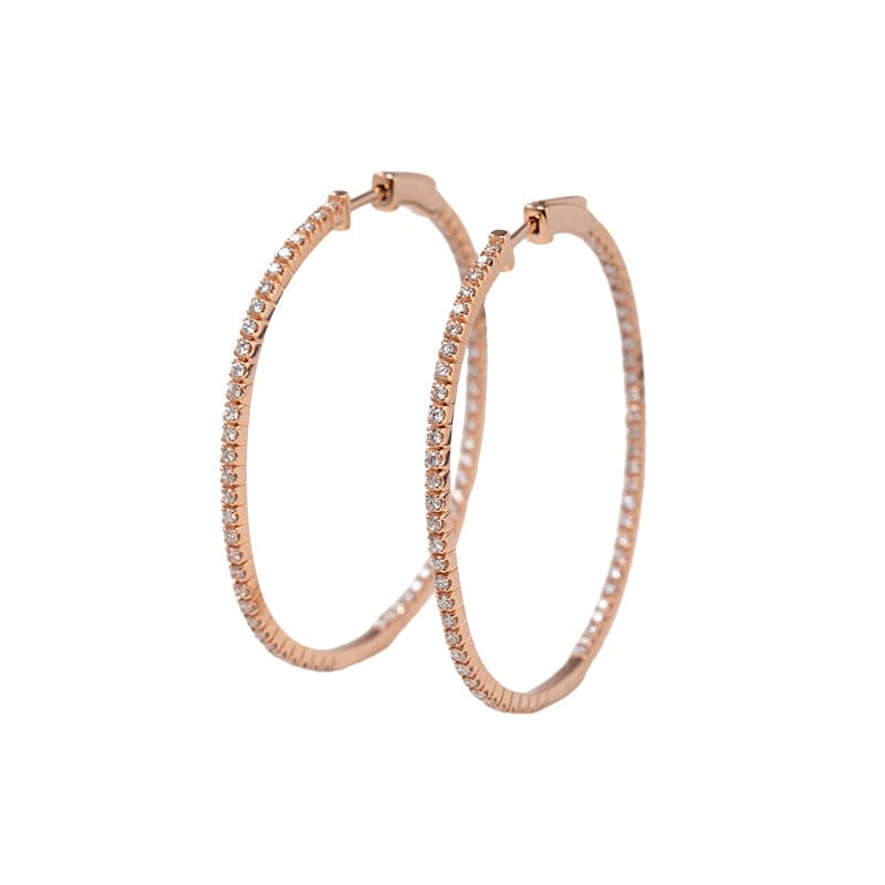 18k Rose Gold Diamond Huge Hoop Earrings| Fiorese Jewelry