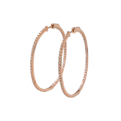 18k Rose Gold Diamond Huge Hoop Earrings