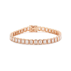 18K Rose Gold Emerald Cut Lab Diamond Bezel Tennis Bracelet - MMR