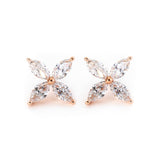 18K Rose Gold Marquise Cut Lab Diamond Flower Earrings