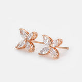 18K Rose Gold Marquise Cut Lab Diamond Flower Earrings