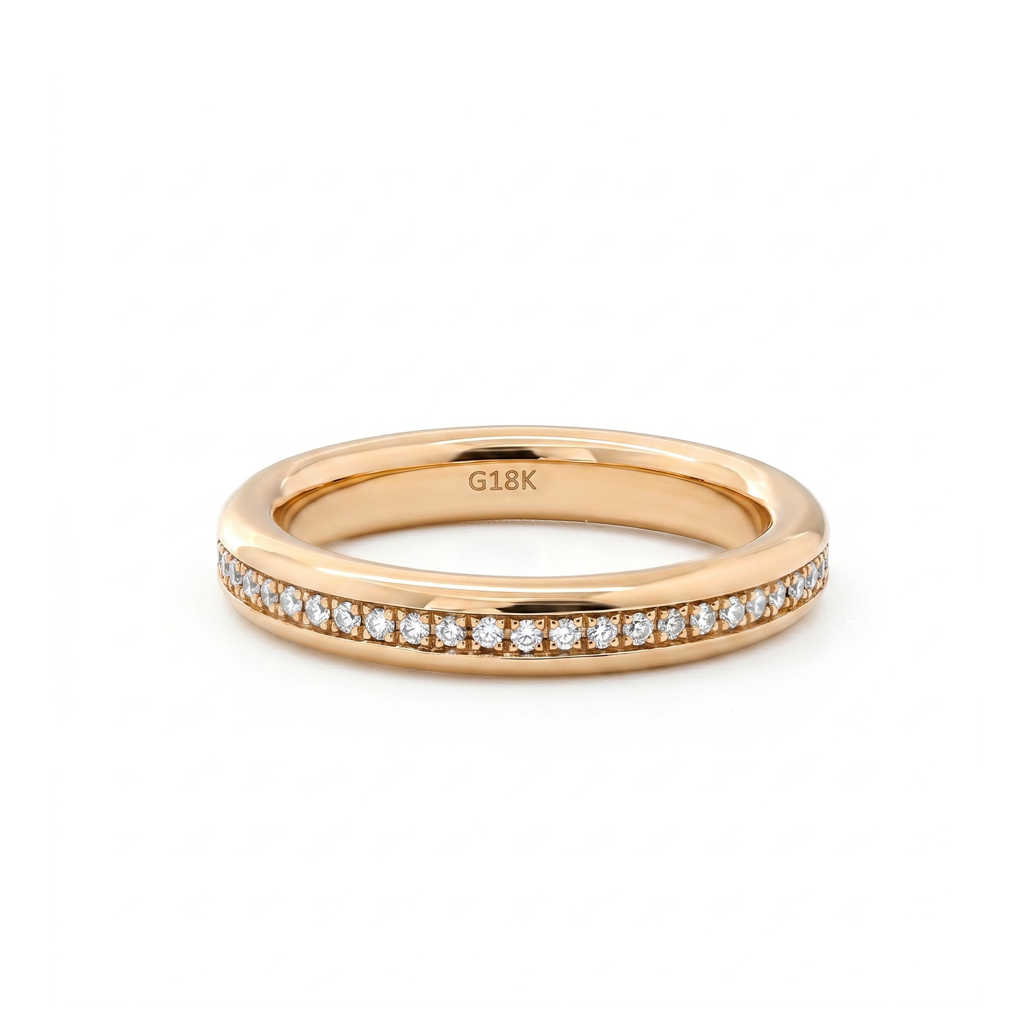 18K Rose Gold Micro 1.0mm Lab Diamond Eternity Band (US7.75 Unresizable) - MMR