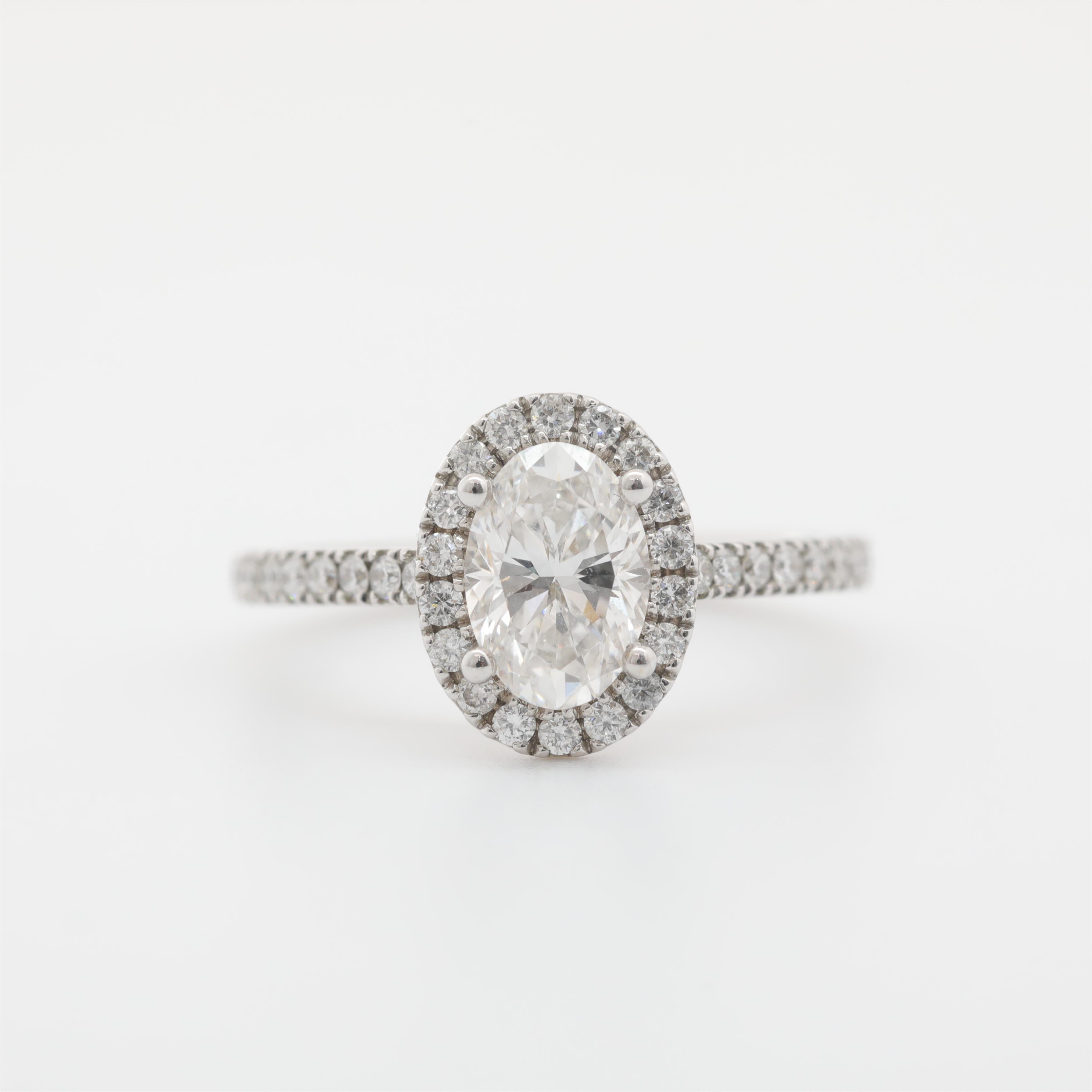 18K White Gold 1.06ct Oval Cut Lab Diamond Halo Ring - MMR