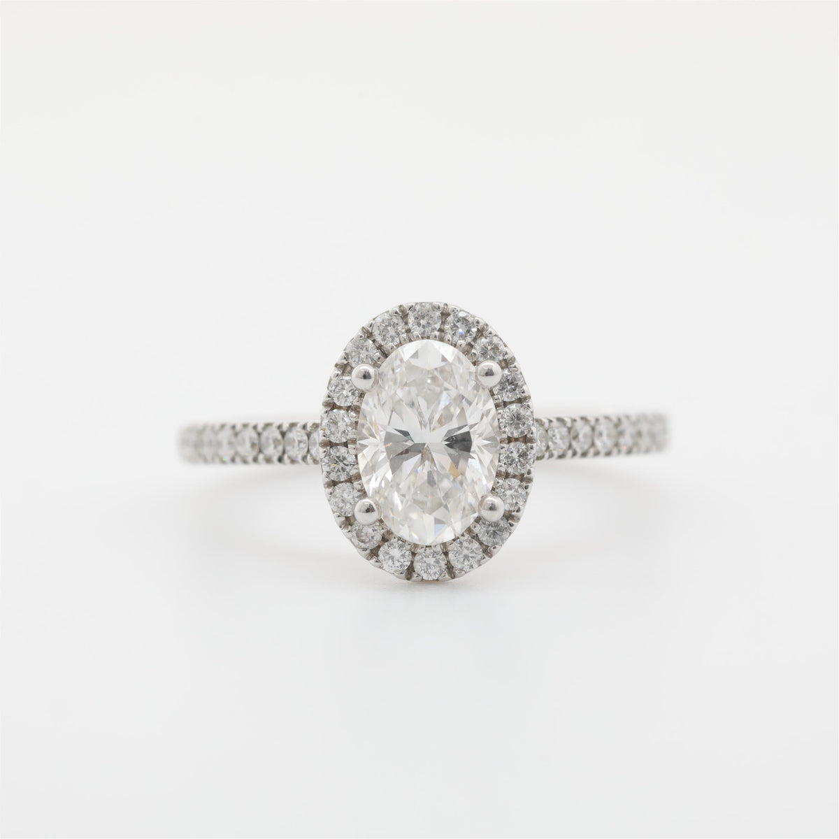 18K White Gold 1.06ct Oval Cut Lab Diamond Halo Ring - MMR