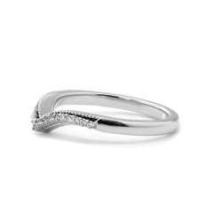 18K White Gold 1.5mm Round Diamond V - Shaped Half Eternity Ring - MMR