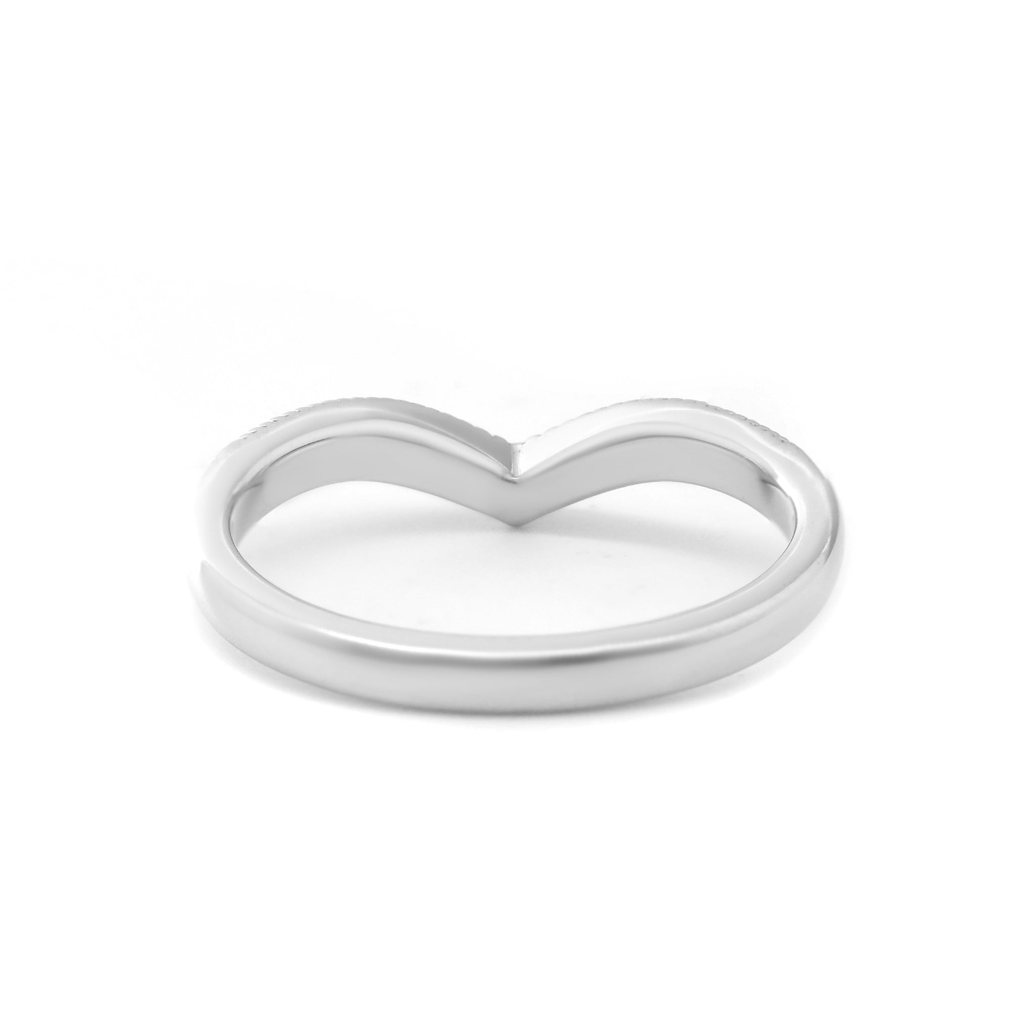 18K White Gold 1.5mm Round Diamond V - Shaped Half Eternity Ring - MMR