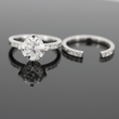 18k White Gold 2.5ct Old European Cut Lab Diamond 4 Prongs Vintage Side-stone Engagement Ring & Enhancer