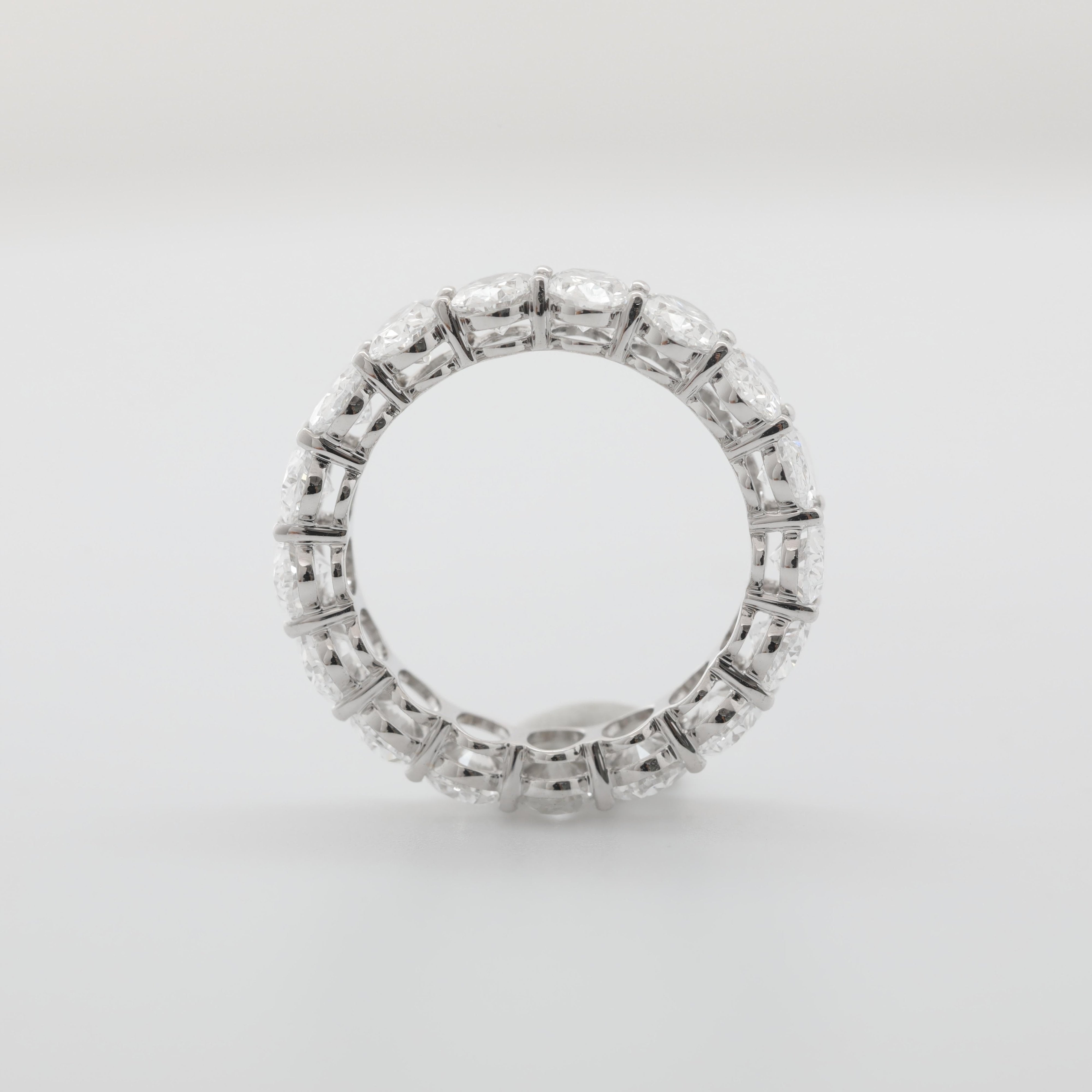 18K White Gold 5*3.5mm Oval Lab Diamond Eternity Ring - MMR