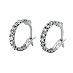 18k White Gold Diamond Hoop Earrings