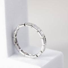 18K White Gold Emerald Cut Lab Diamond Bezel Eternity Ring - MMR
