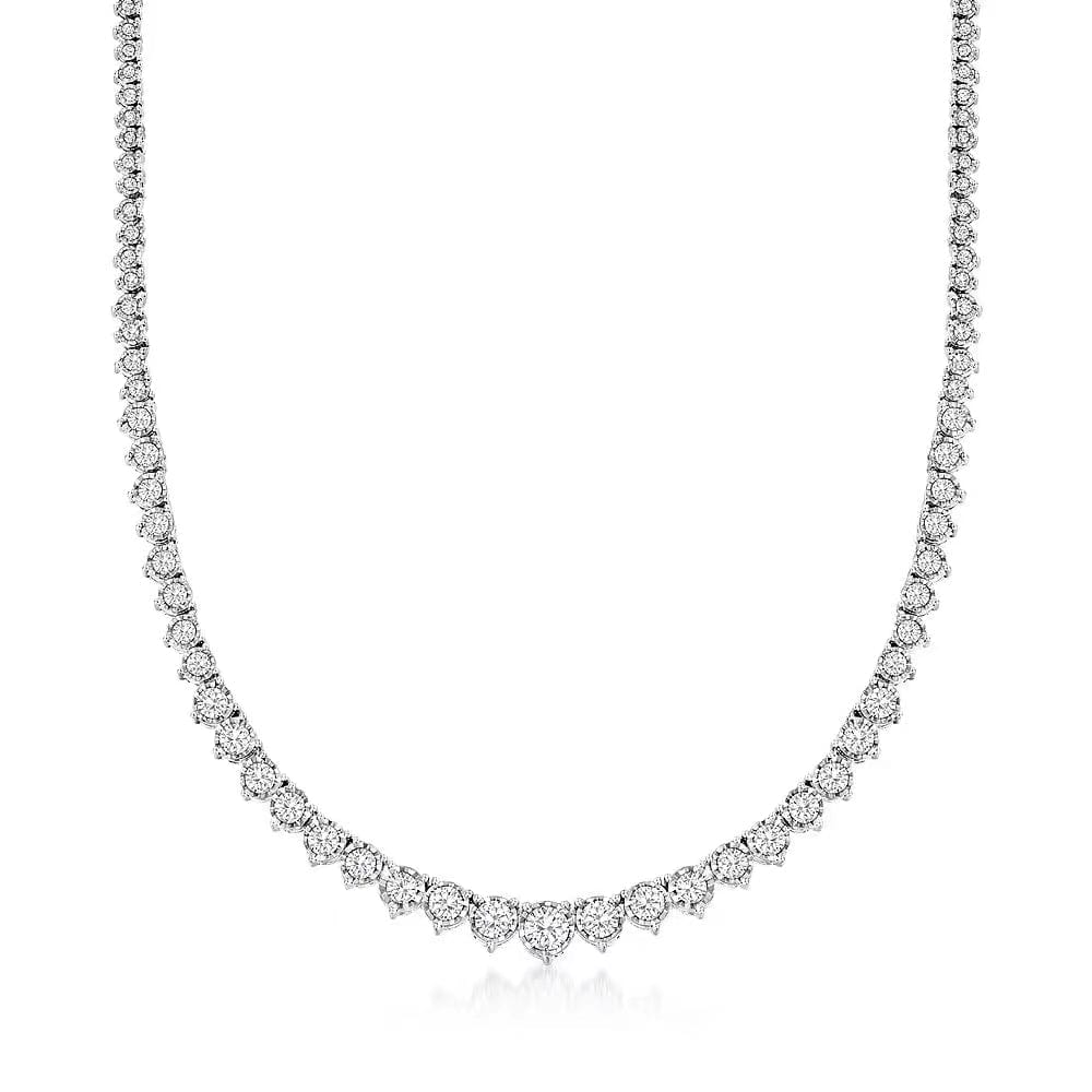 18k White Gold Gradient Diamond Tennis Necklace