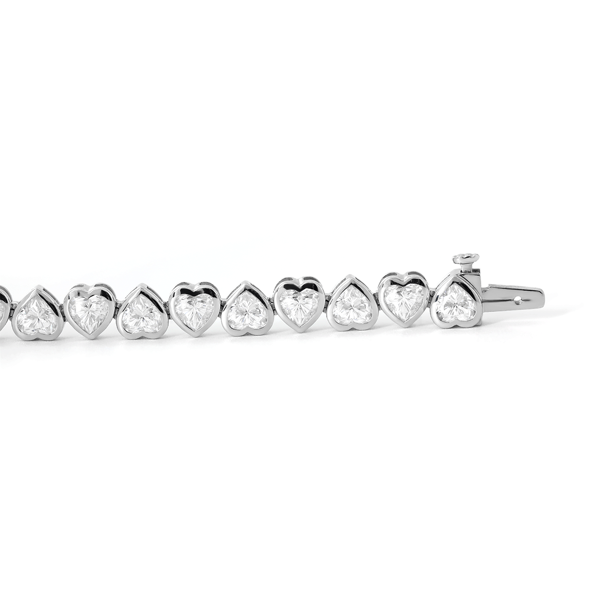 18K White Gold Heart Shape Lab Diamond Bezel Tennis Bracelet - MMR