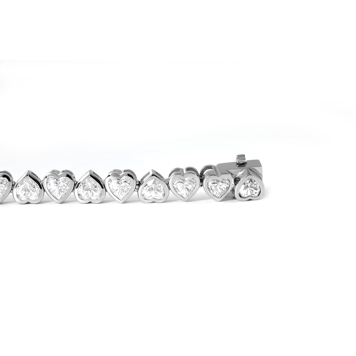 18K White Gold Heart Shape Lab Diamond Bezel Tennis Bracelet - MMR