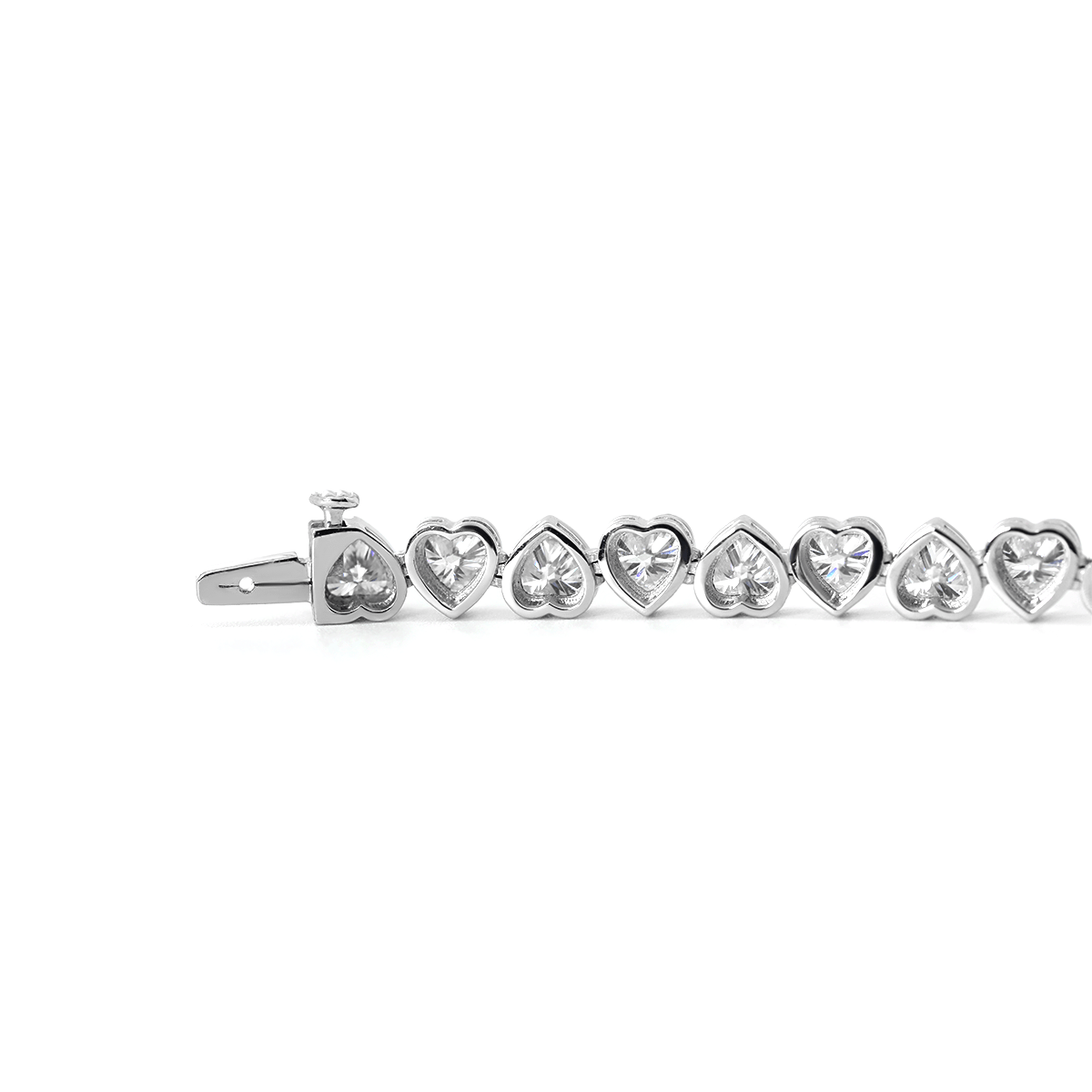 18K White Gold Heart Shape Lab Diamond Bezel Tennis Bracelet - MMR