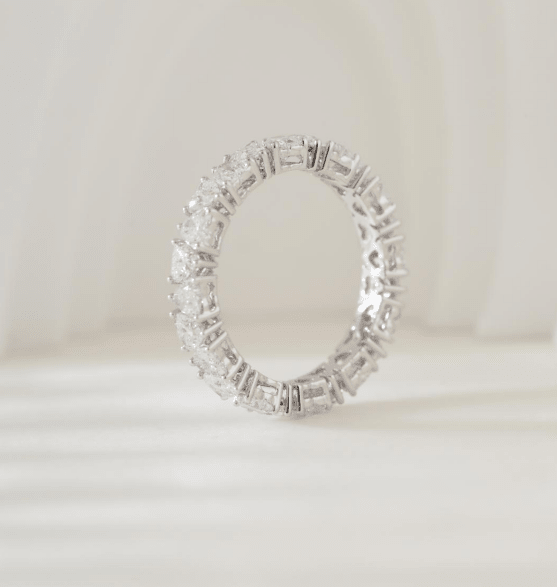 18K White Gold Heart Shaped Lab Diamond Eternity Ring(Unresizable) - MMR