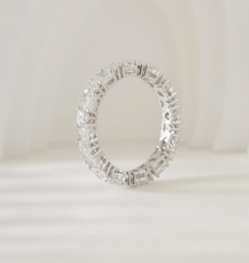18K White Gold Heart Shaped Lab Diamond Eternity Ring(Unresizable) - MMR