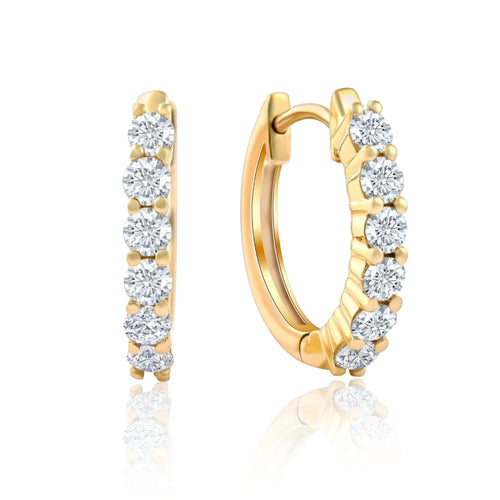 18K White Gold Lab Grown Diamonds Huggie Hoop Earrings