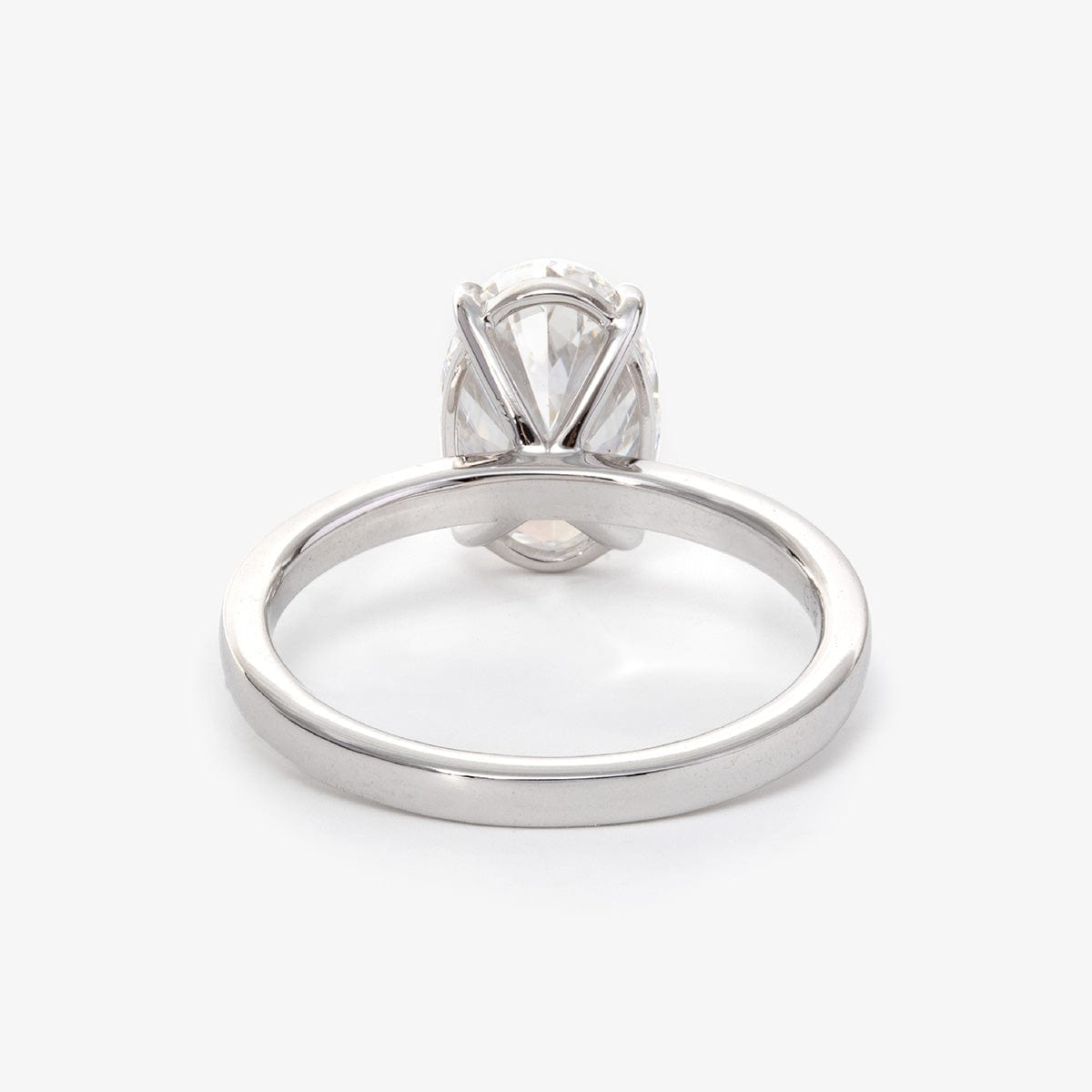 18K White Gold Oval Cut Diamond Four Prongs Basket Setting Solitaire Ring (Ring Setting Only)