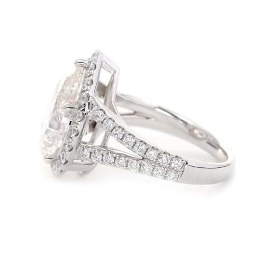 18K White Gold Pear Split Band Lab Diamond Halo Ring (Ring Setting Only)