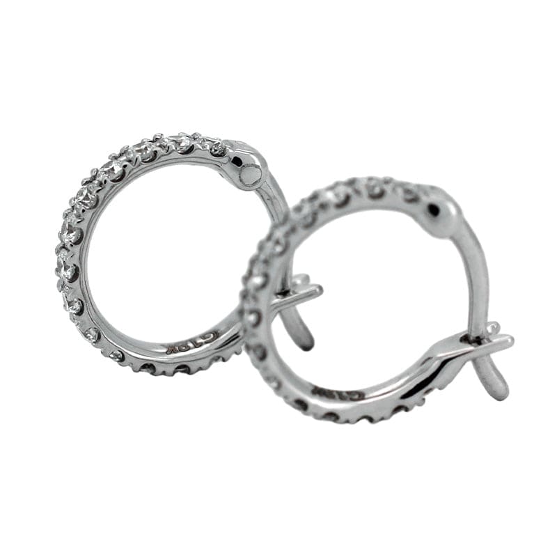 18K White Gold Round Cut Lab Diamond Huggie Earrings - MMR
