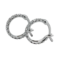 18K White Gold Round Cut Lab Diamond Huggie Earrings - MMR