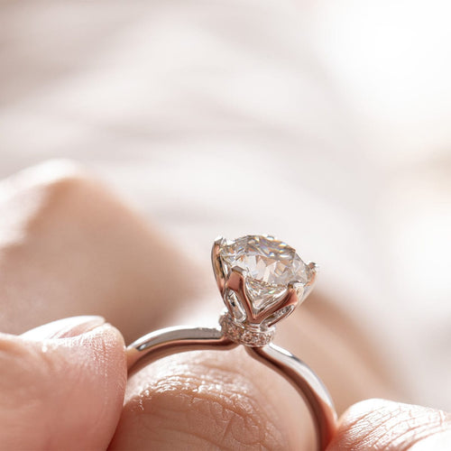 Hidden Halo Low Prong Setting Engagement Ring Hidden Diamond Halo