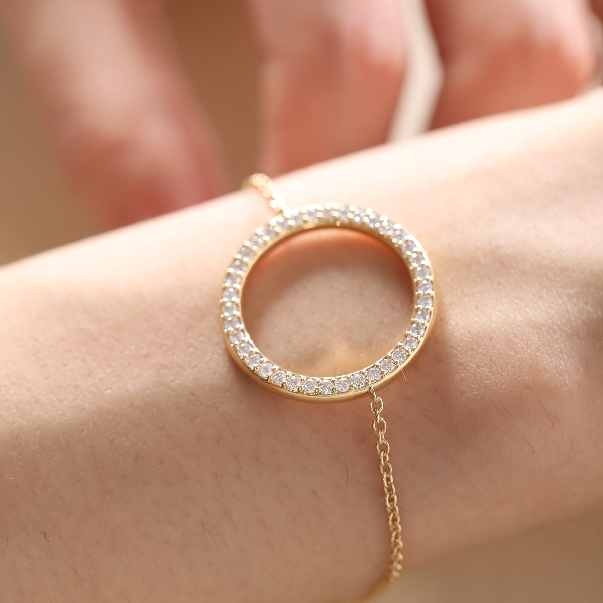 18K Yellow Gold 1.5mm Brilliant Cut Lab Diamond Bracelet (16cm) - MMR