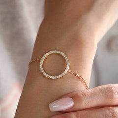 18K Yellow Gold 1.5mm Brilliant Cut Lab Diamond Bracelet (16cm) - MMR