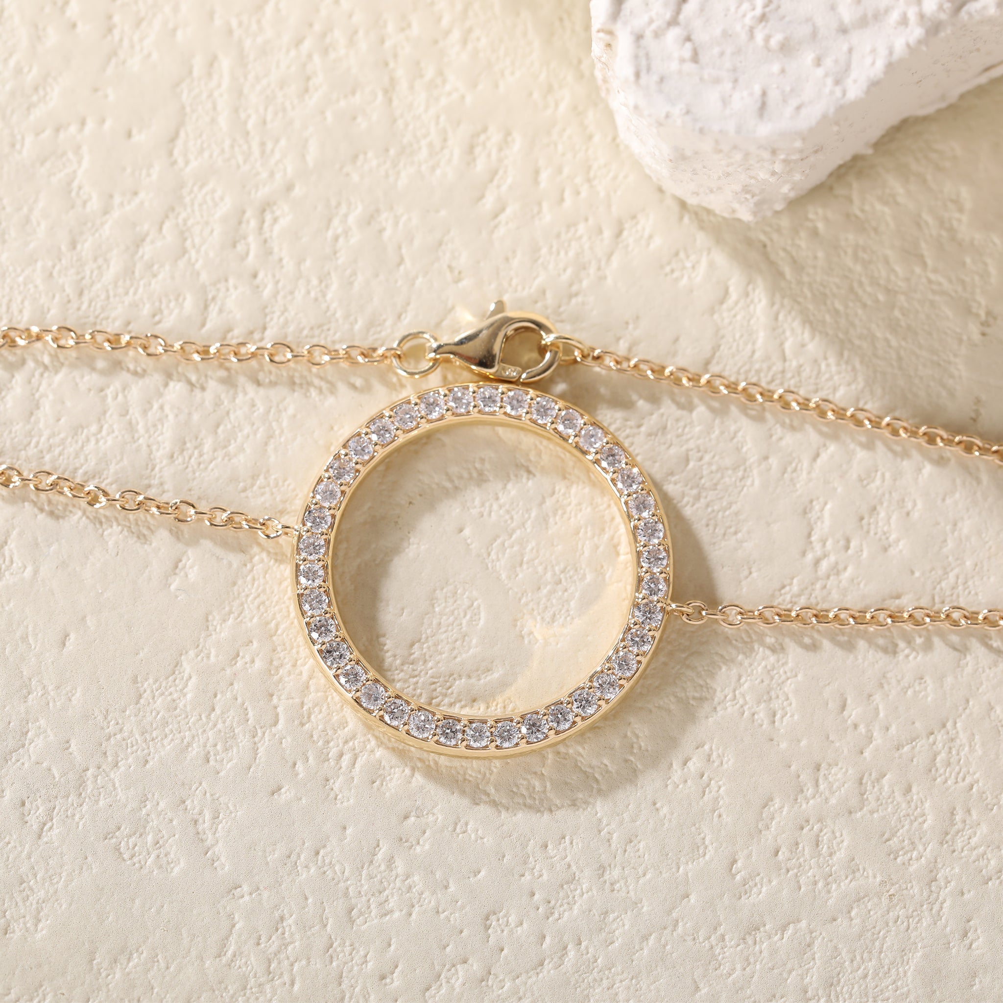 18K Yellow Gold 1.5mm Brilliant Cut Lab Diamond Bracelet (16cm) - MMR