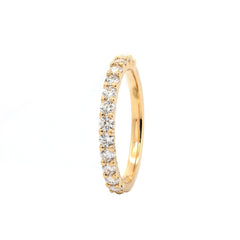 18K Yellow Gold 2.2mm Brilliant Lab Diamond Half Eternity Ring with Heart Shared Prongs - MMR