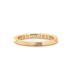 18K Yellow Gold 2.2mm Brilliant Lab Diamond Half Eternity Ring with Heart Shared Prongs - MMR