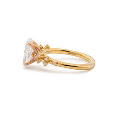 18K Yellow Gold 2CT Oval Modified Brilliant Cut Lab Diamond Natural Inspired Ring with European Shank Design - MMR